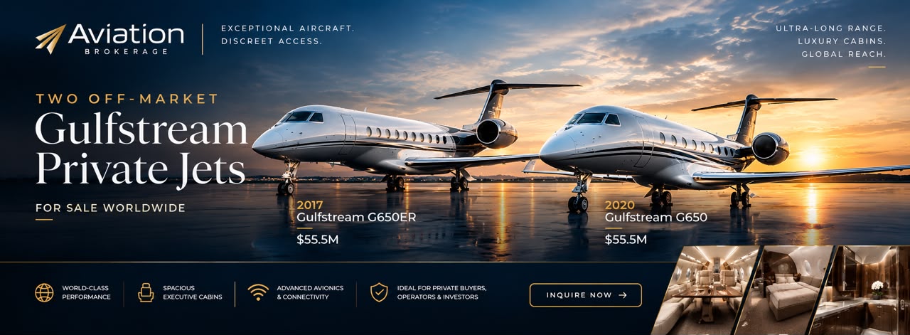Gulfstream G650 & G650ER Private Jets for Sale – $55.5M Each