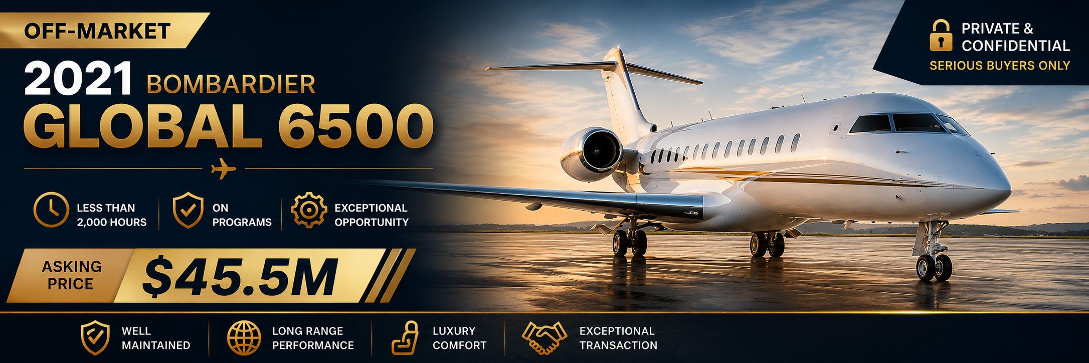 2021 Bombardier Global 6500 for Sale | Under 2,000 Hours | $45.5M